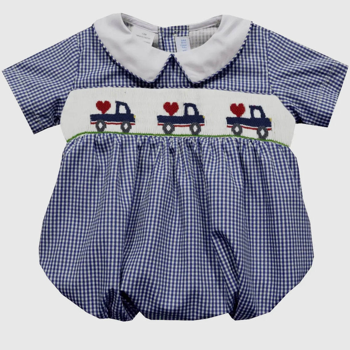 Valentines Car Smocked Gingham Bubble