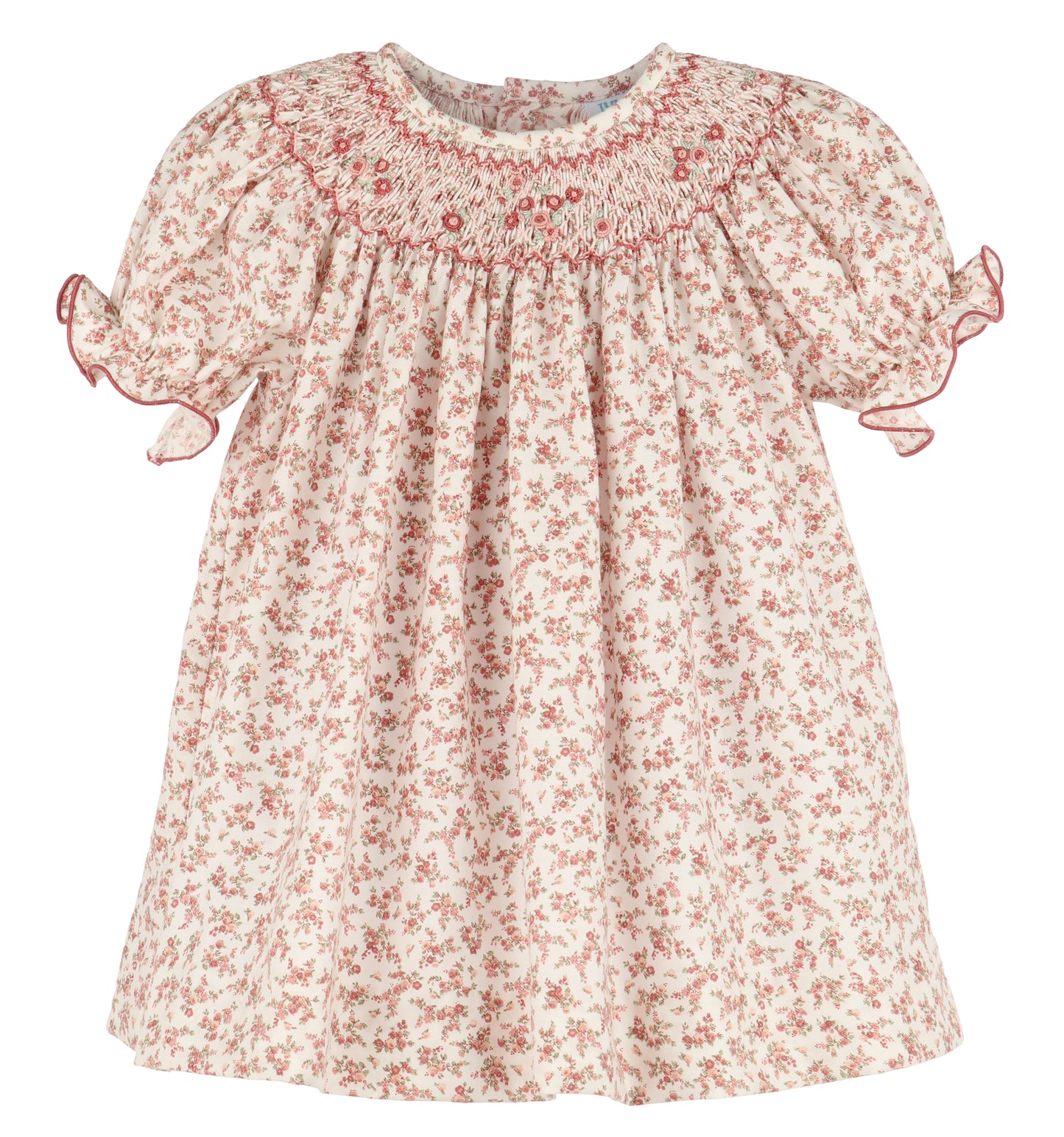 Terracotta Floral Smocked Bishop Dres