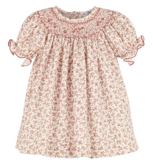 Terracotta Floral Smocked Bishop Dres