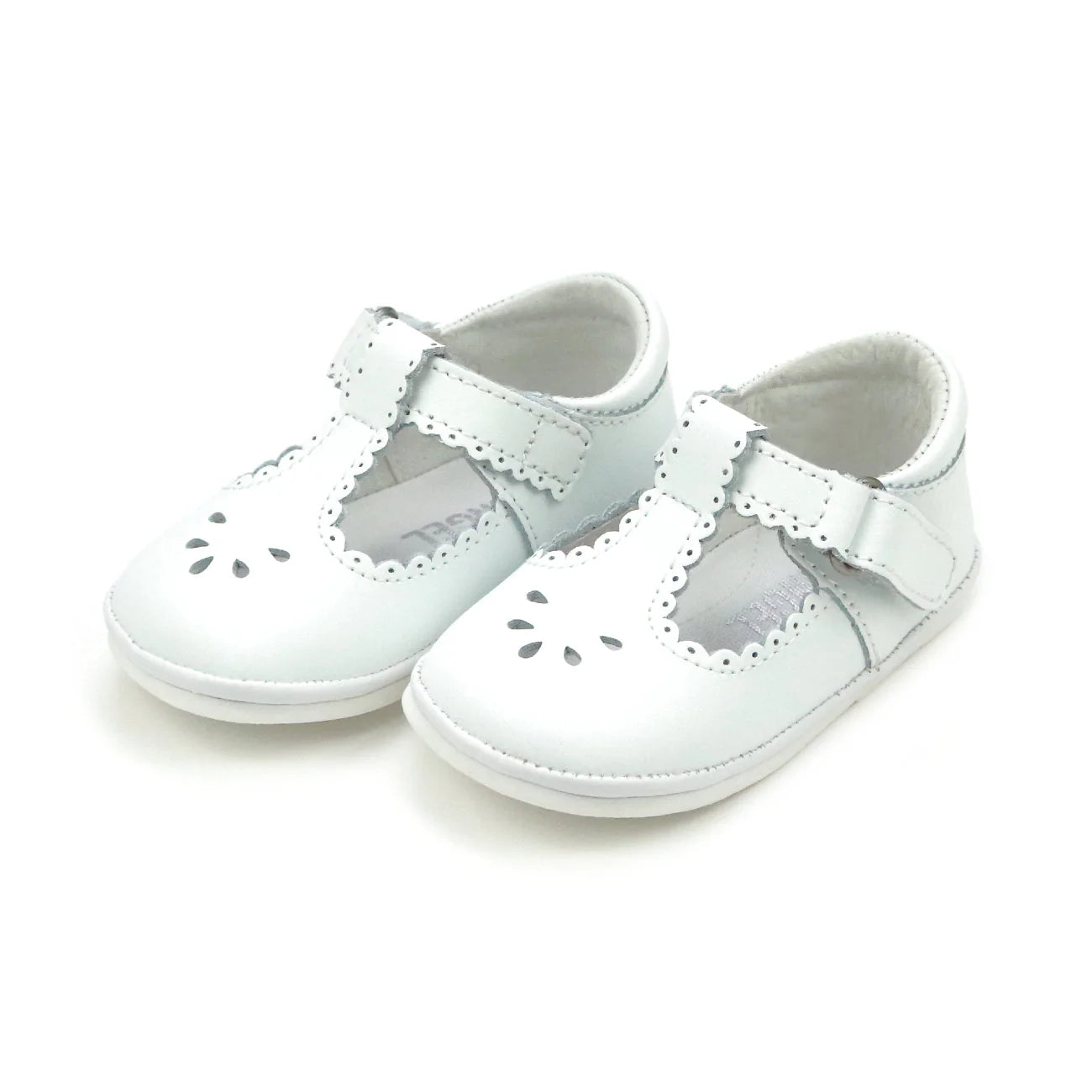 Dottie Scalloped T-Strap Mary Jane White