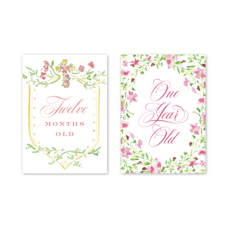 Floral Crest Milestone Cards