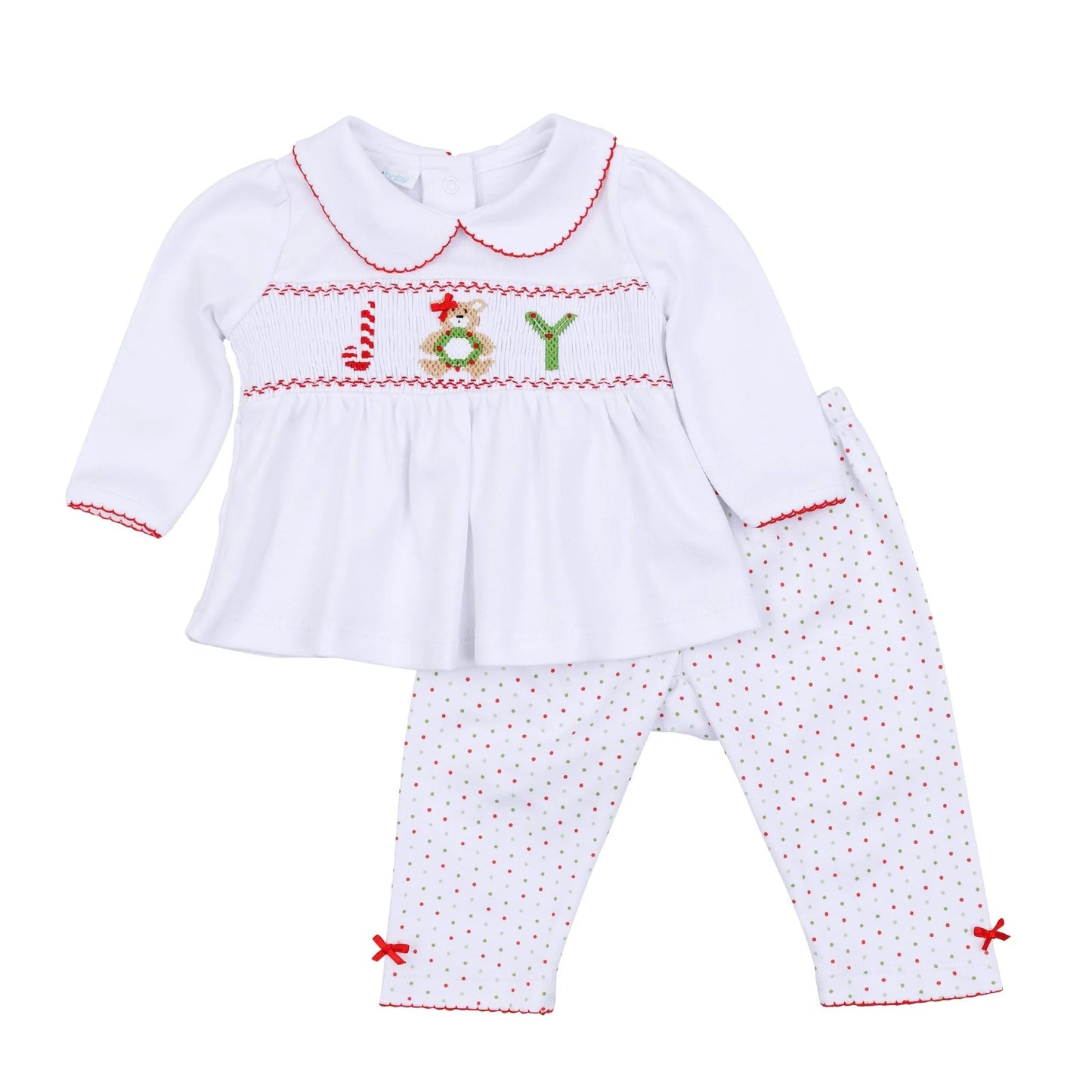 Christmas Joy Smocked Collared Girl Set