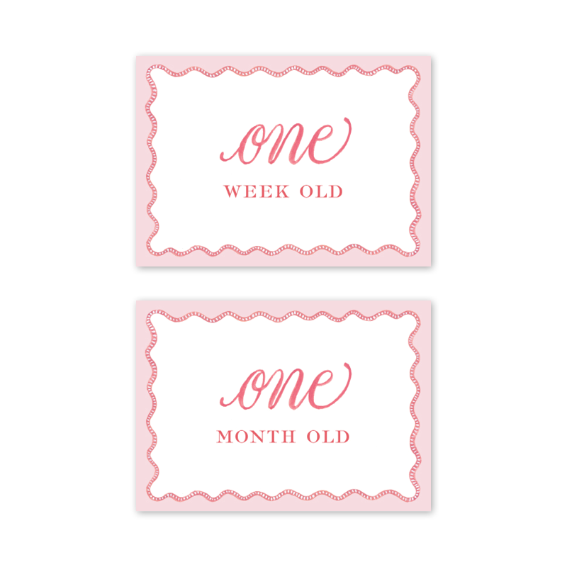 Pink Scalloped Milestone Cards