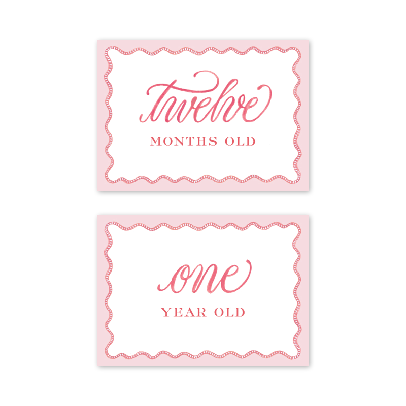 Pink Scalloped Milestone Cards