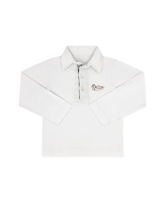 Parker Polo LS - Willoughby White Knit, Mallard