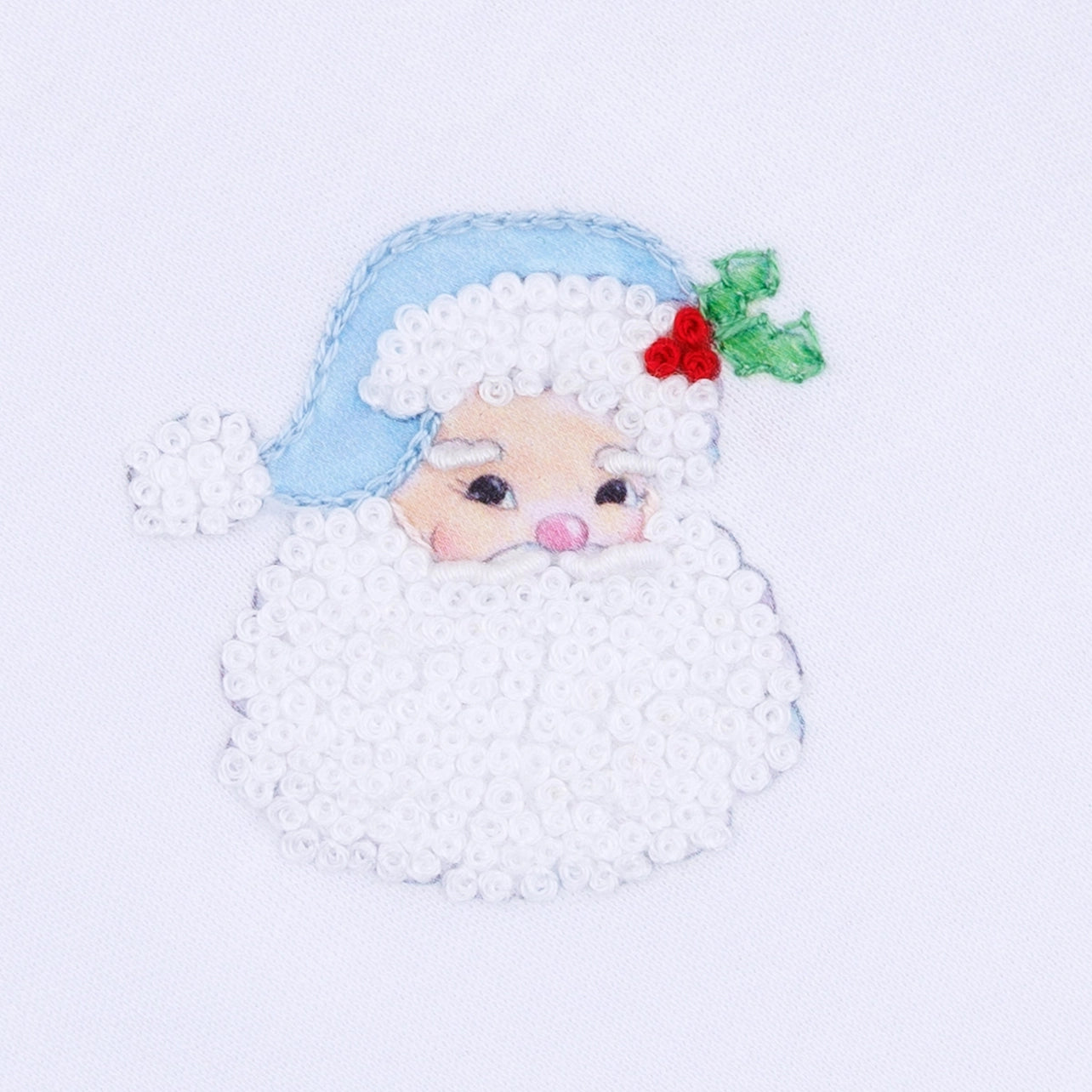 Santa Baby Embroidered Collared Blue Bubble