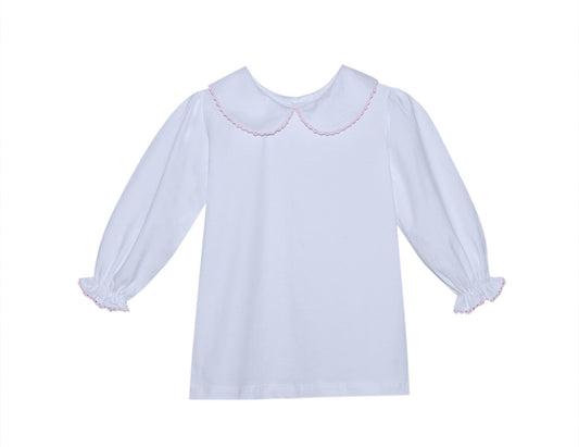 White Blouse- Long Knit Pink