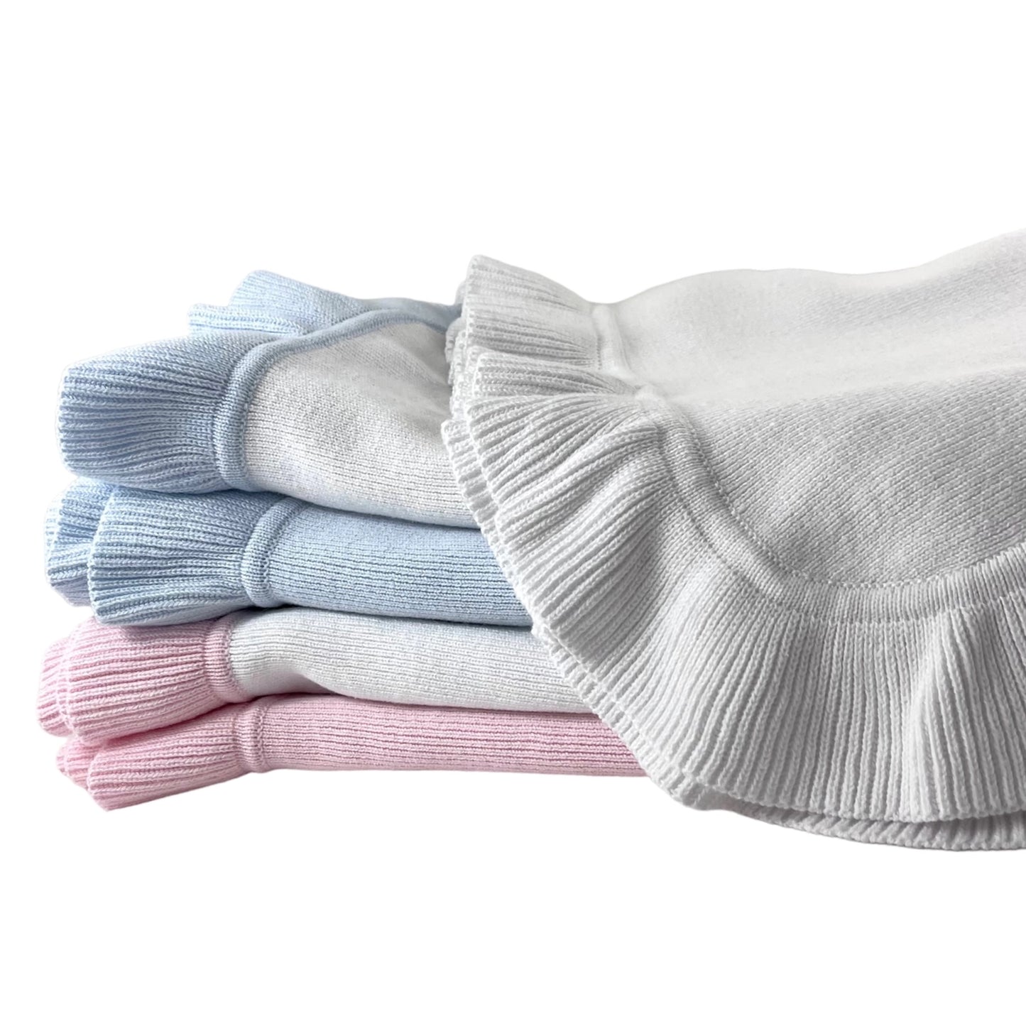Knitted Blanket with Ruffle Edge