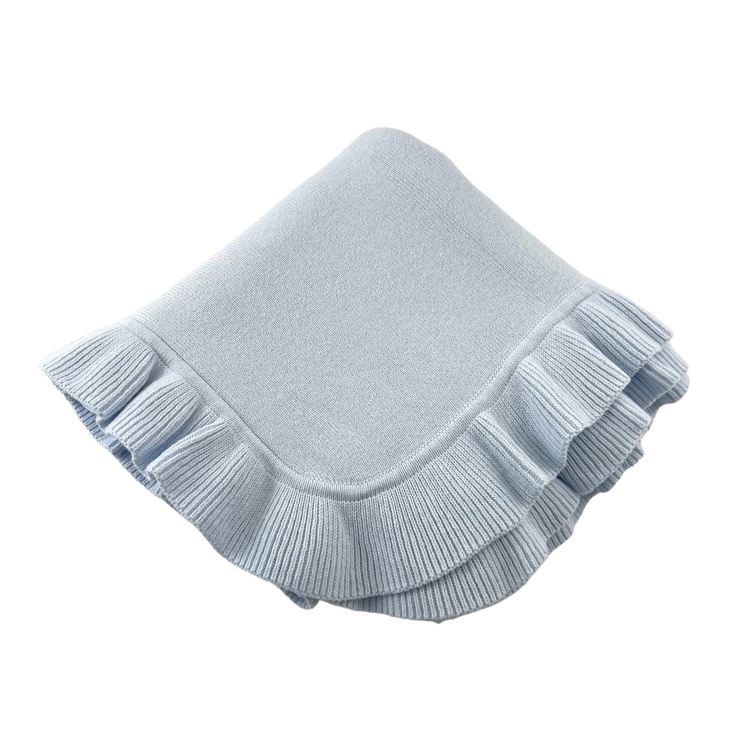 Knitted Blanket with Ruffle Edge
