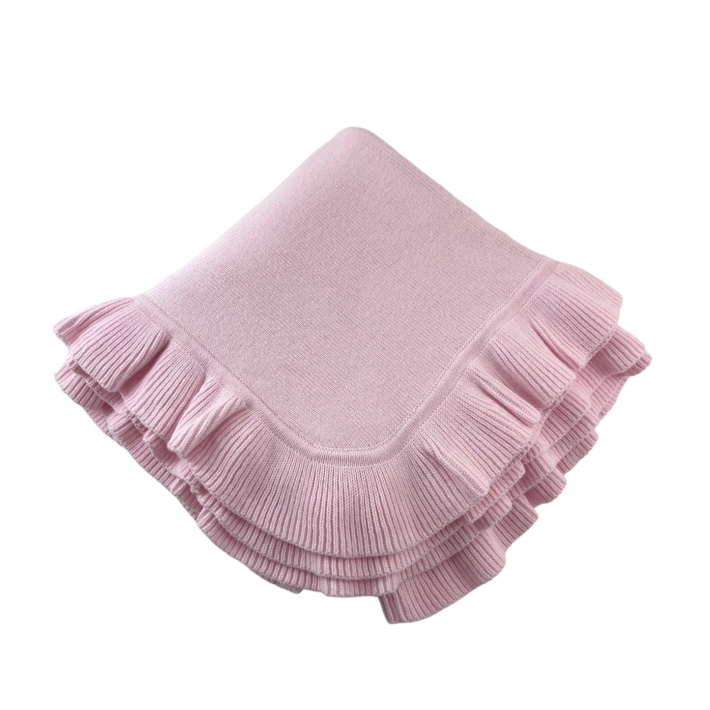 Knitted Blanket with Ruffle Edge