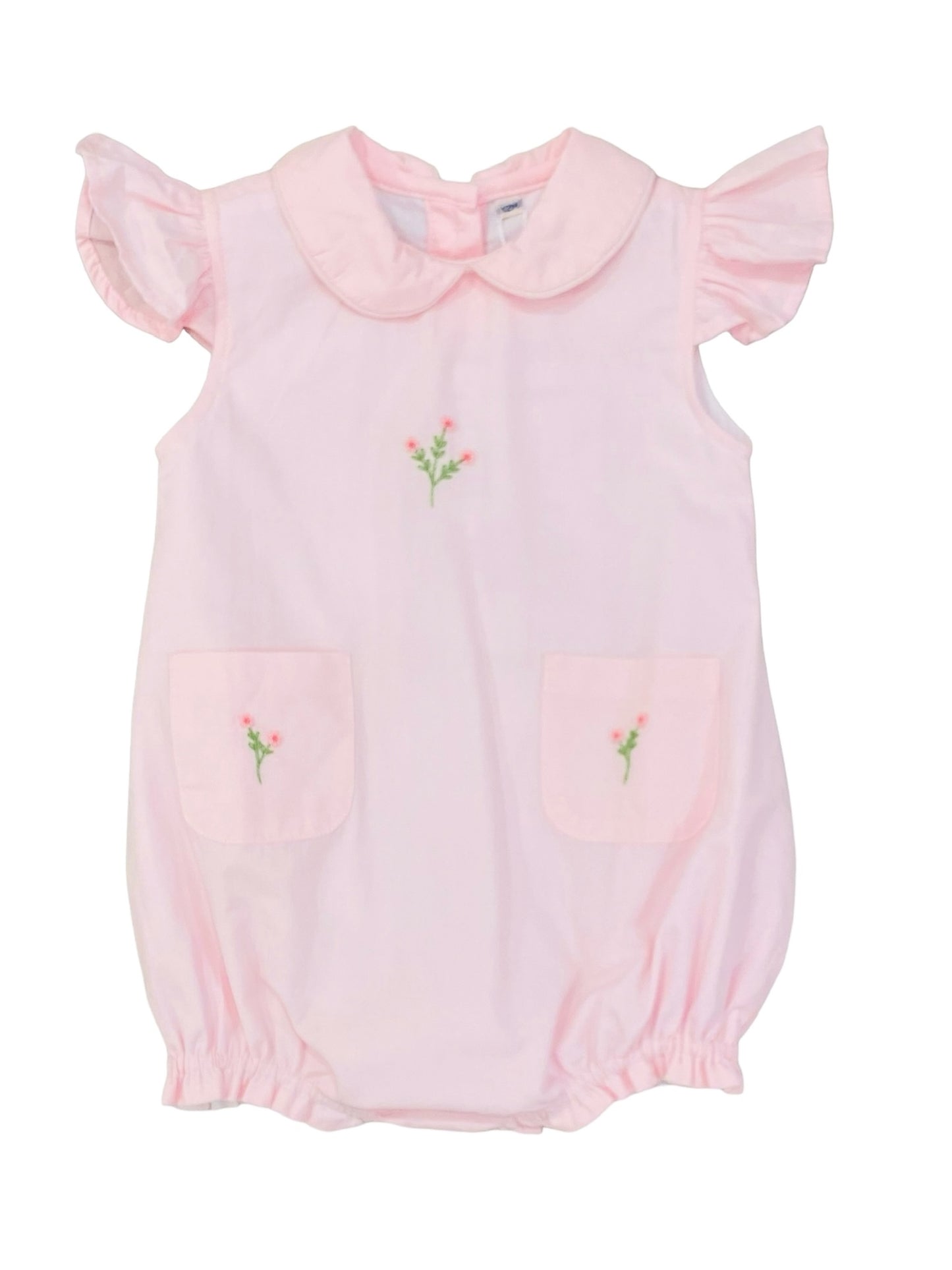 Ruth Pink Embroidered Flutter Sleeve Bubble