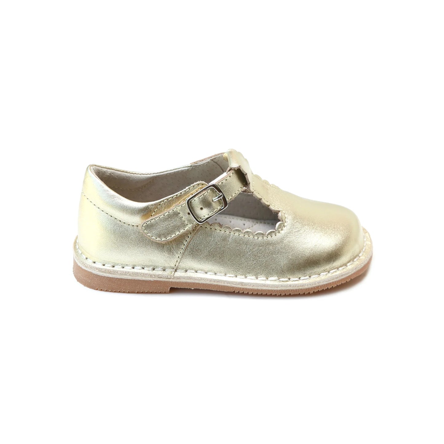 Selina Scalloped T-Strap Mary Jane Gold
