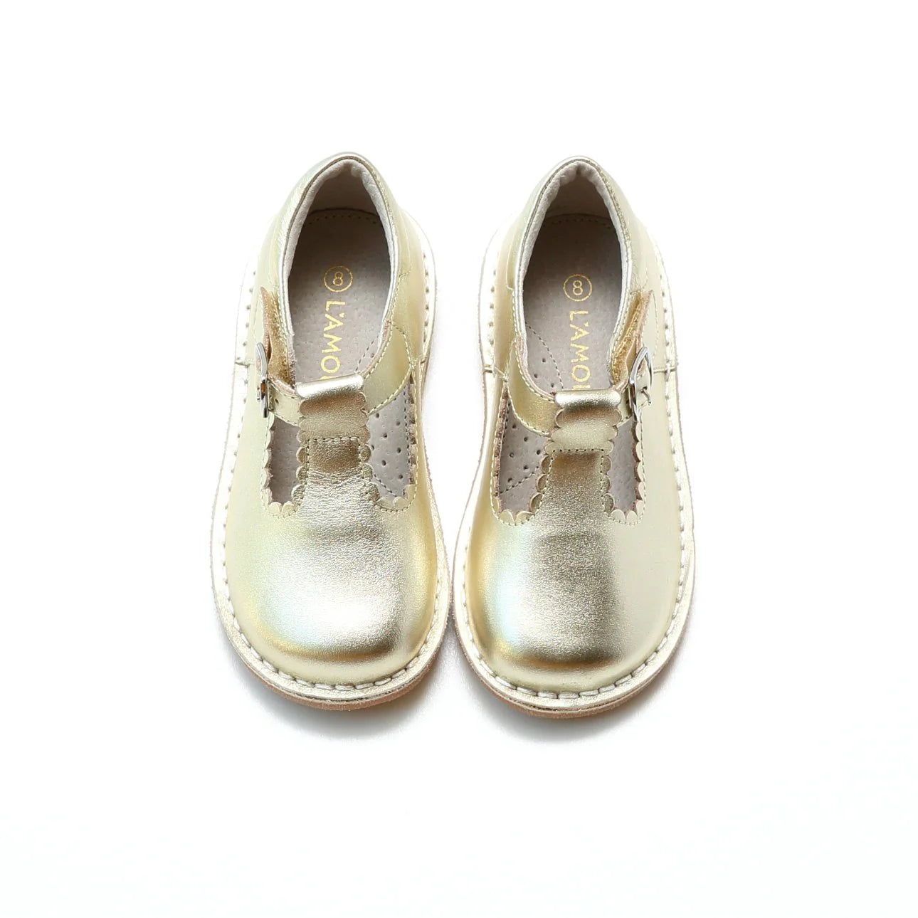 Selina Scalloped T-Strap Mary Jane Gold