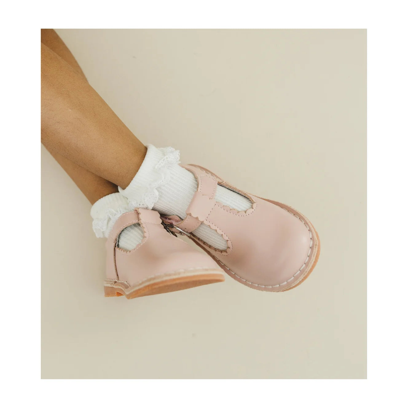 Selina Scalloped T-Strap Mary Jane Pink