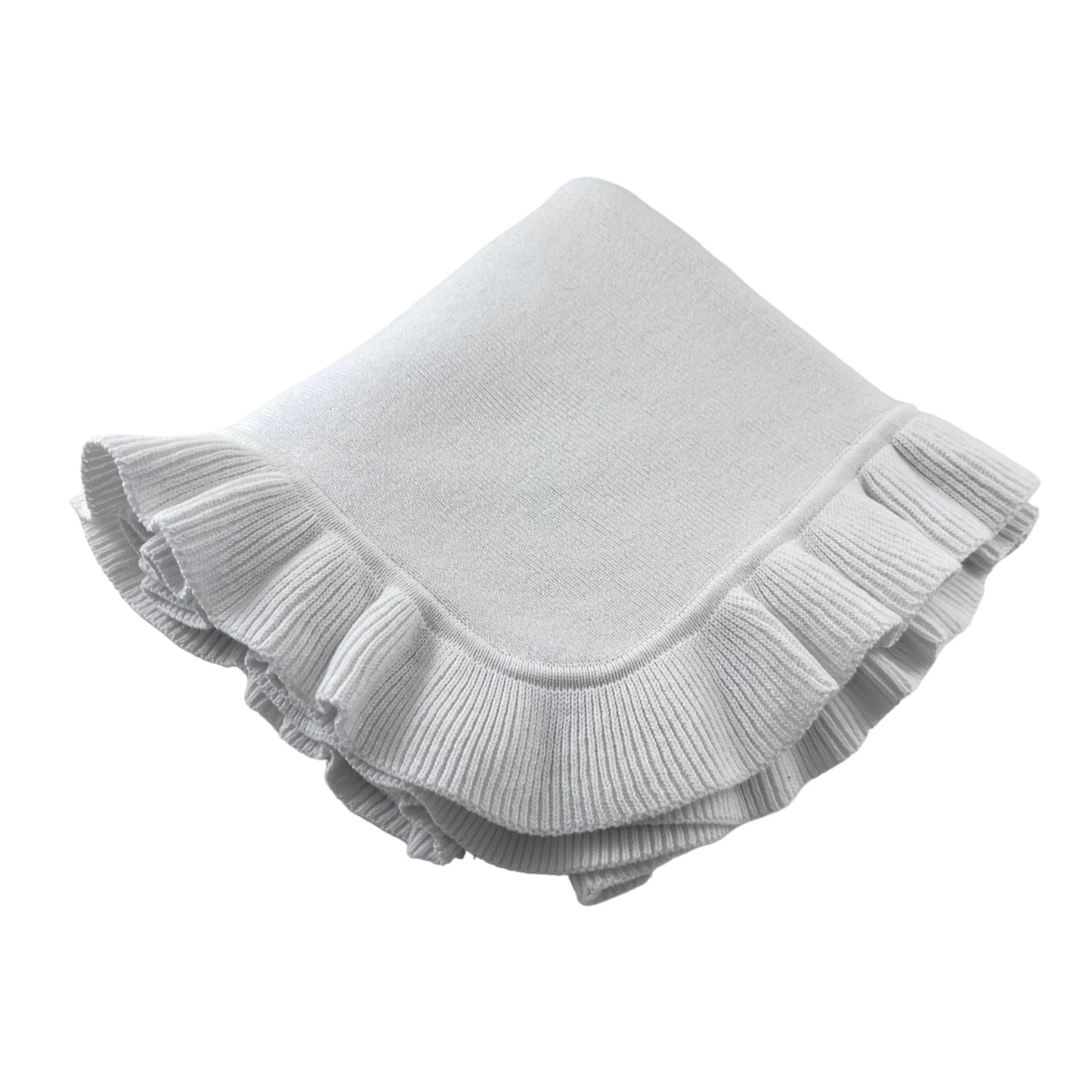 Knitted Blanket with Ruffle Edge