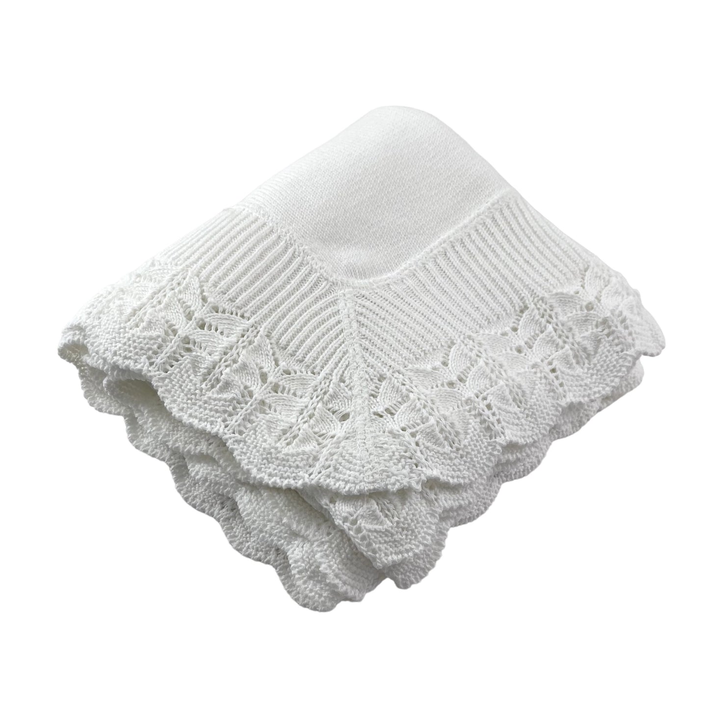 Knitted Blanket with Ruffle Edge