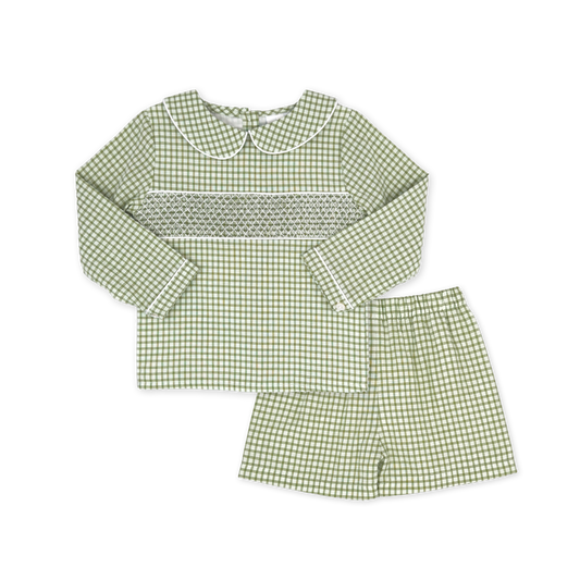 Liam Short Set Long Sleeve - Grove Park Green Windowpane