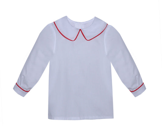Red Boy Piped Long Sleeve Shirt