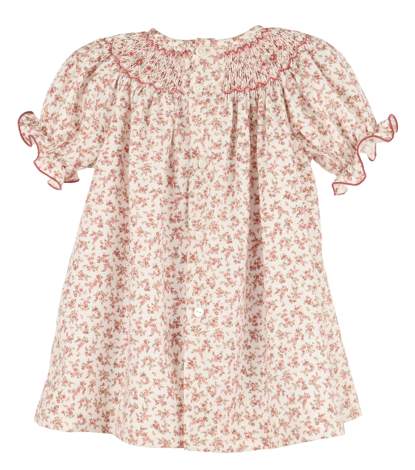 Terracotta Floral Smocked Bishop Dres