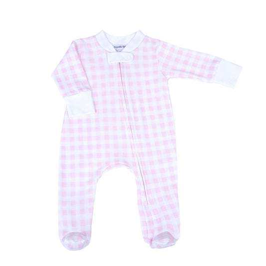 Babychecks Zippered Footie Pink