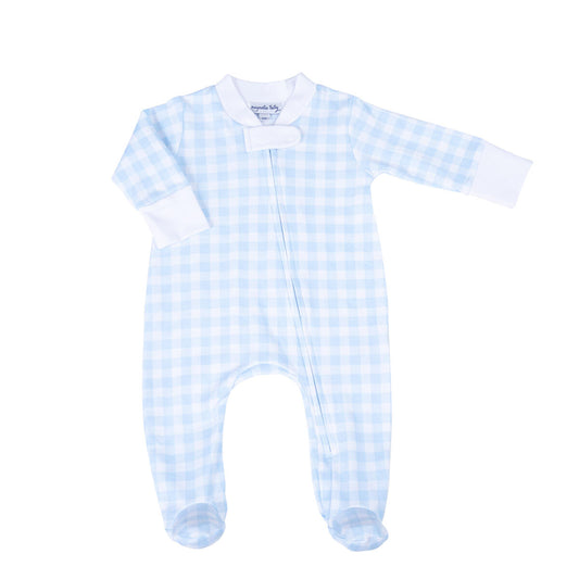 Babychecks Zippered Footie Blue