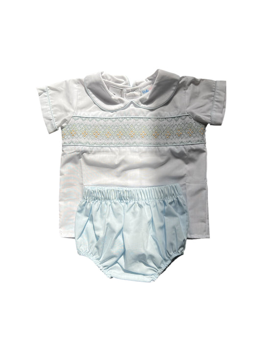 Champ Blue and Yellow Smocked Bloomer Set