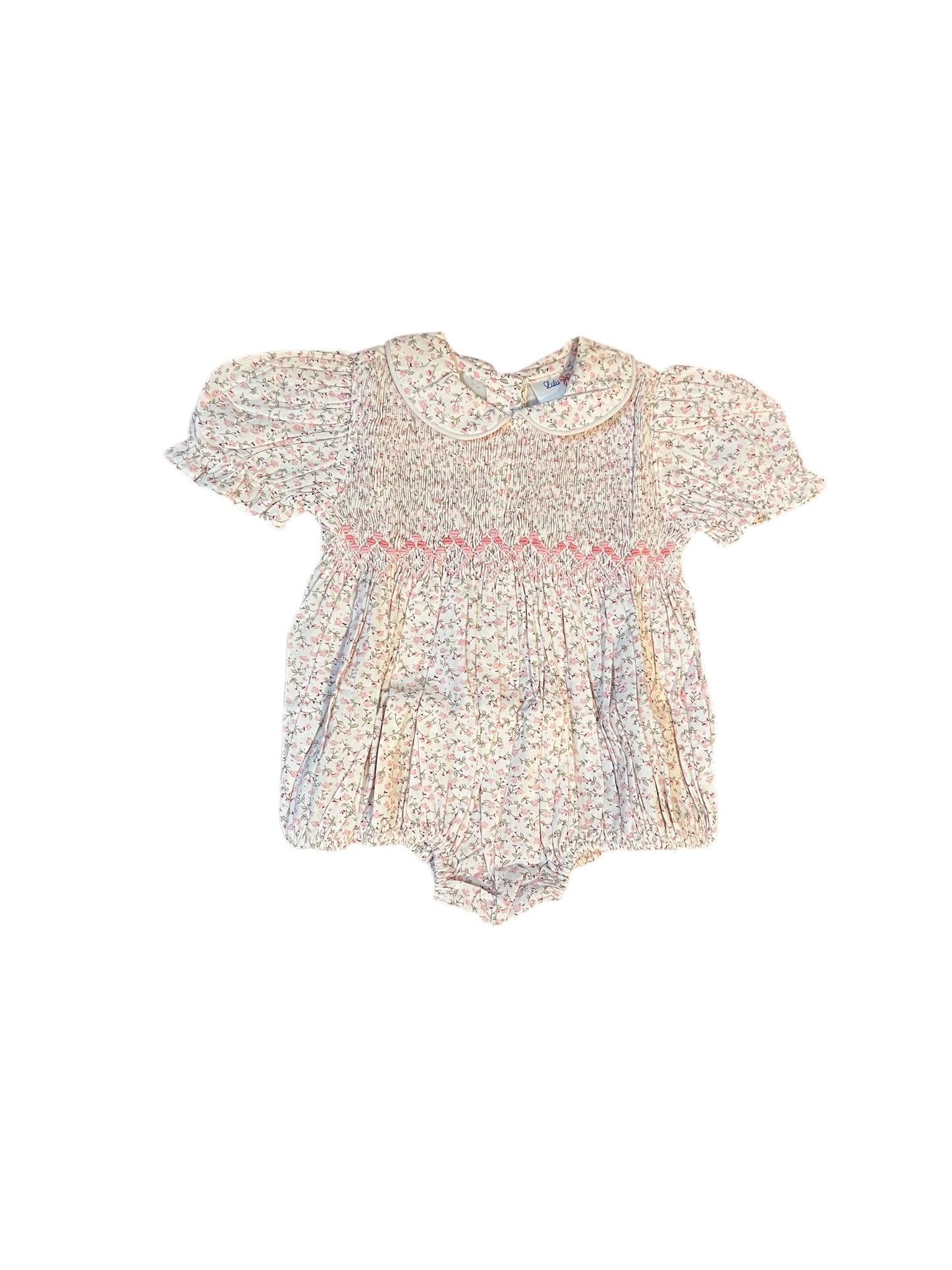 Nikki Pink Floral Smocked Bubble
