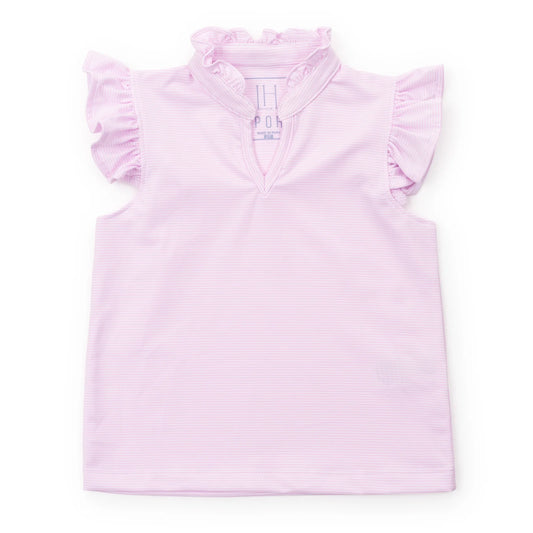 Ellie Girls' Sleeveless Performance Top - Pink Stripes