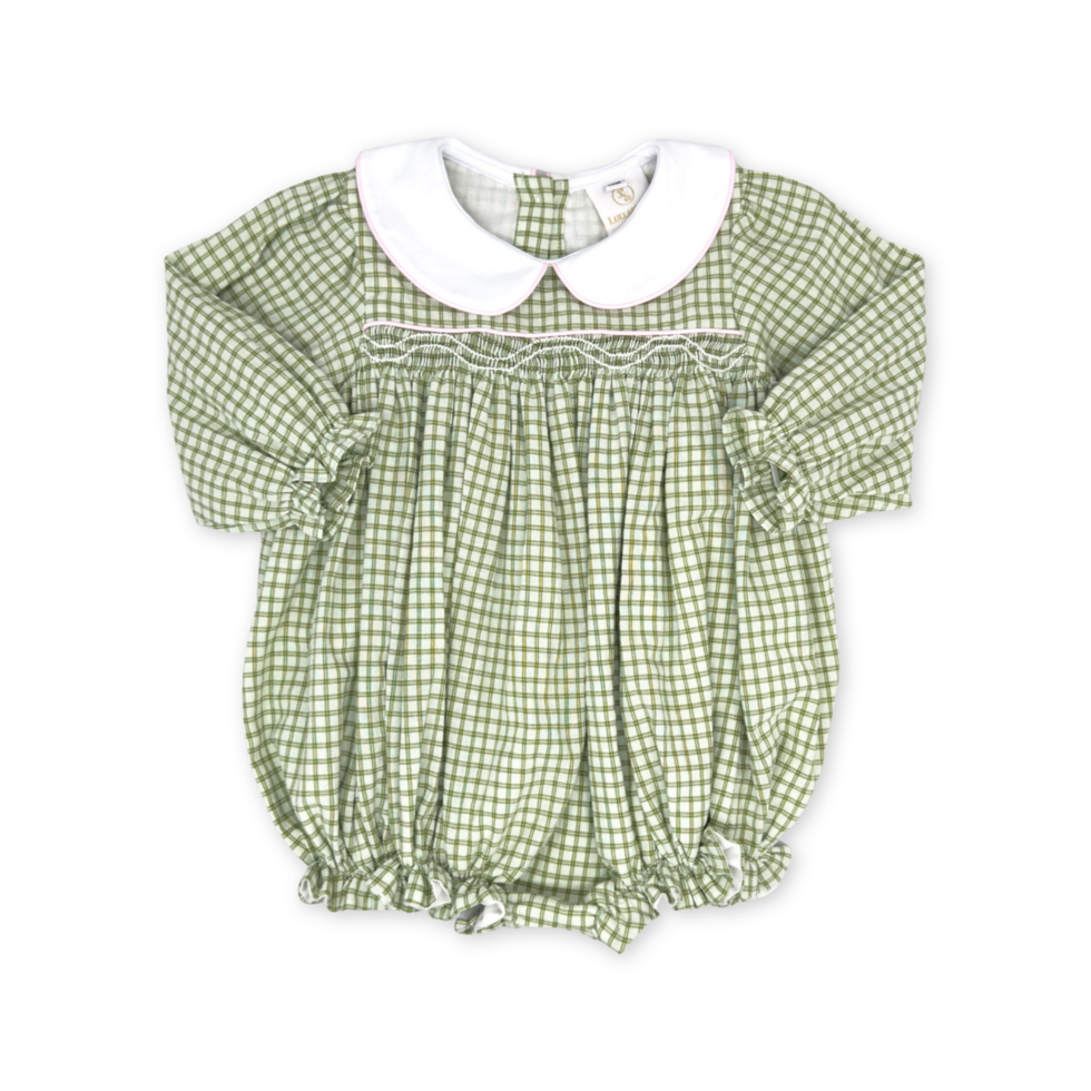 Michelle Bubble Long Sleeve - Grove Park Green Windowpane