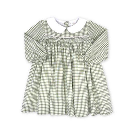 Michelle Dress Long Sleeve - Grove Park Green Windowpane