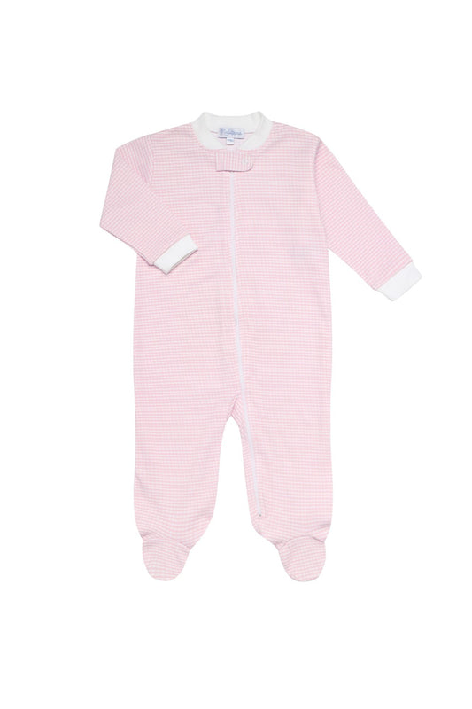 Pink Gingham Zipper Footie