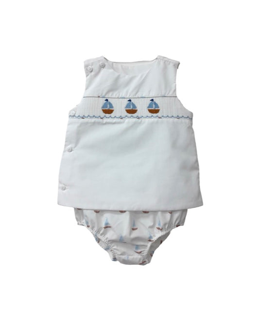 Smocked Sailboat Diaper Set