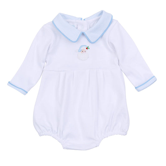 Santa Baby Embroidered Collared Blue Bubble