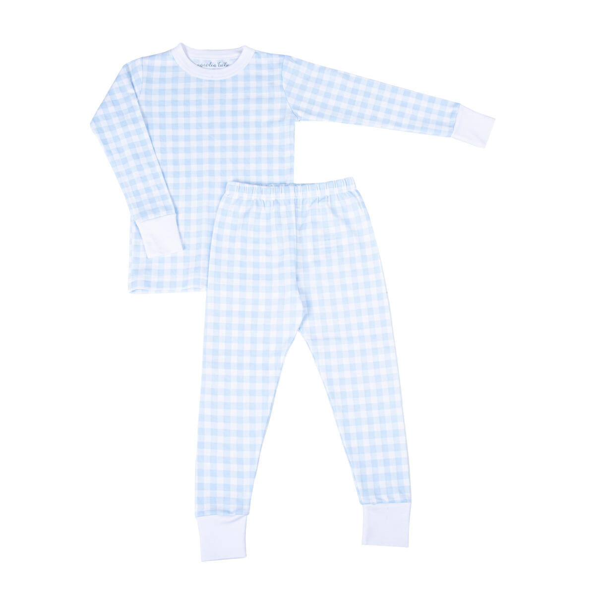 Baby Checks Long Pajamas Blue