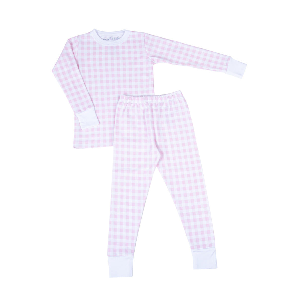 Baby Checks Long Pajamas Pink