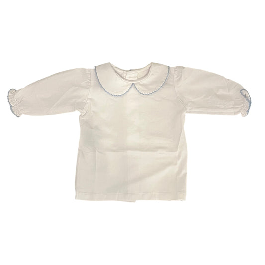 White Blouse- Long Knit Blue