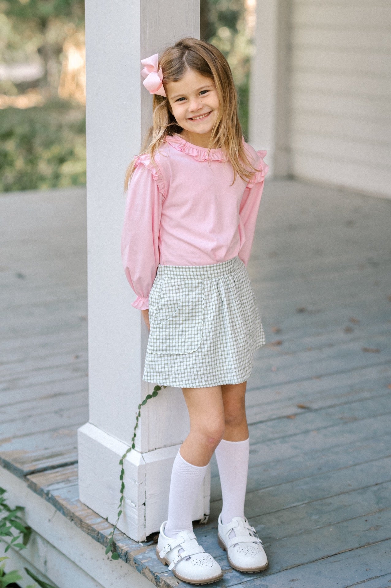 Isabella Skirt - Grove Park Green Windowpane