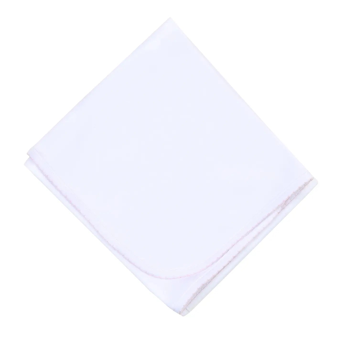 Essentials White and Pink Receiving Blanket