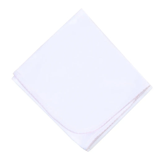 Essentials White and Pink Receiving Blanket